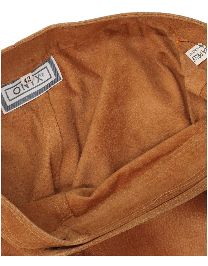 ONYX Minifalda cruzada de ante para mujer IT 42 Medium W28 Cuero marrón