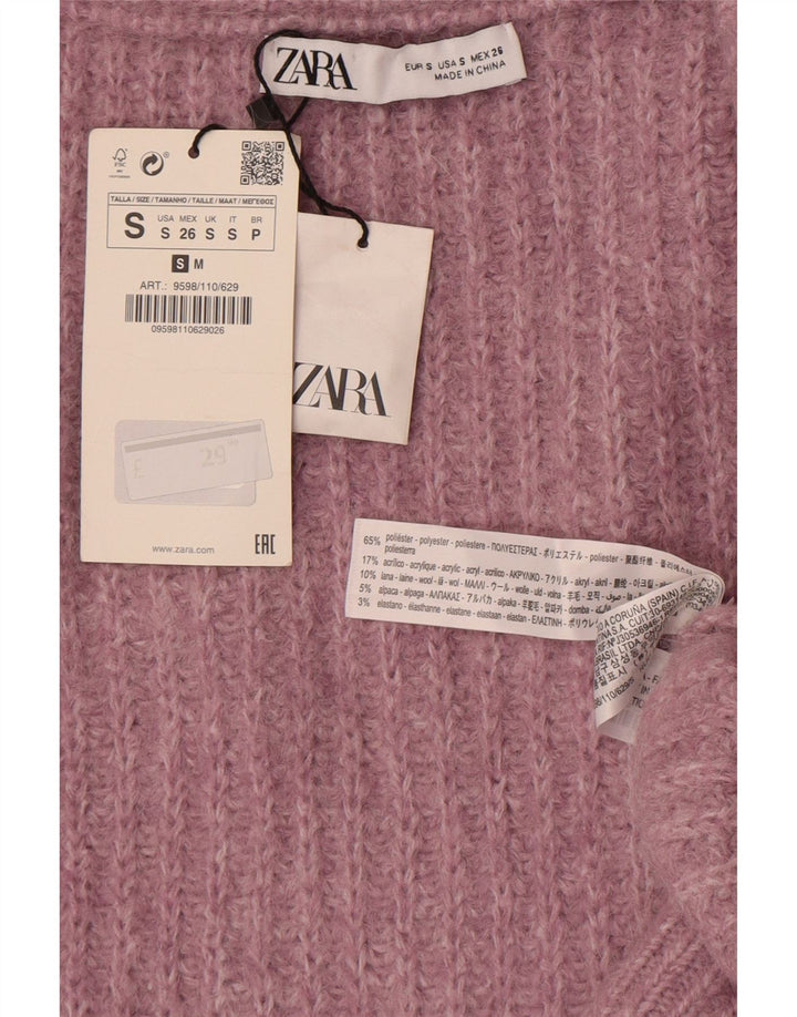 Zara Mujer Suéter Cárdigan Extragrande UK 10 Pequeño Poliéster Rosa