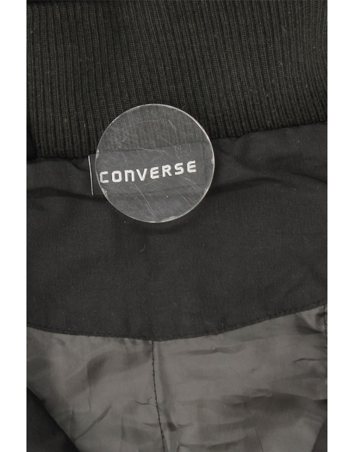 Converse Chaqueta acolchada con capucha para hombre UK 40 Large Nylon negro