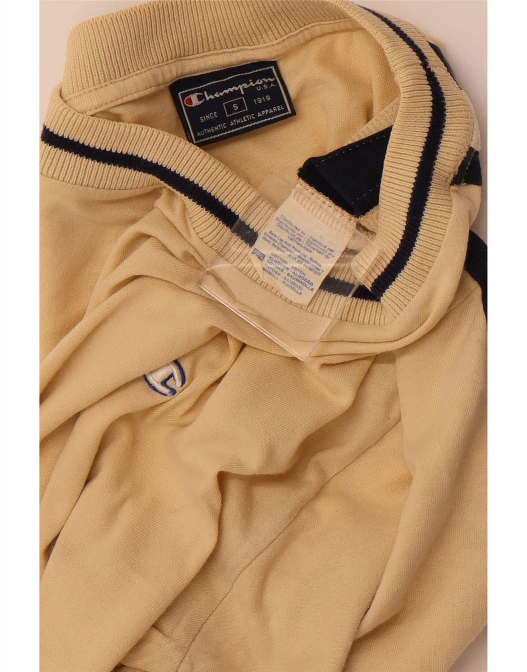CHAMPION Camiseta para hombre Top Small Beige Colorblock Algodón