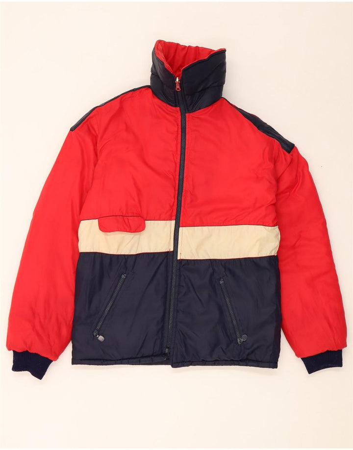 Vintage hombres reversible chaqueta acolchada Reino Unido 38 medio azul marino colorblock