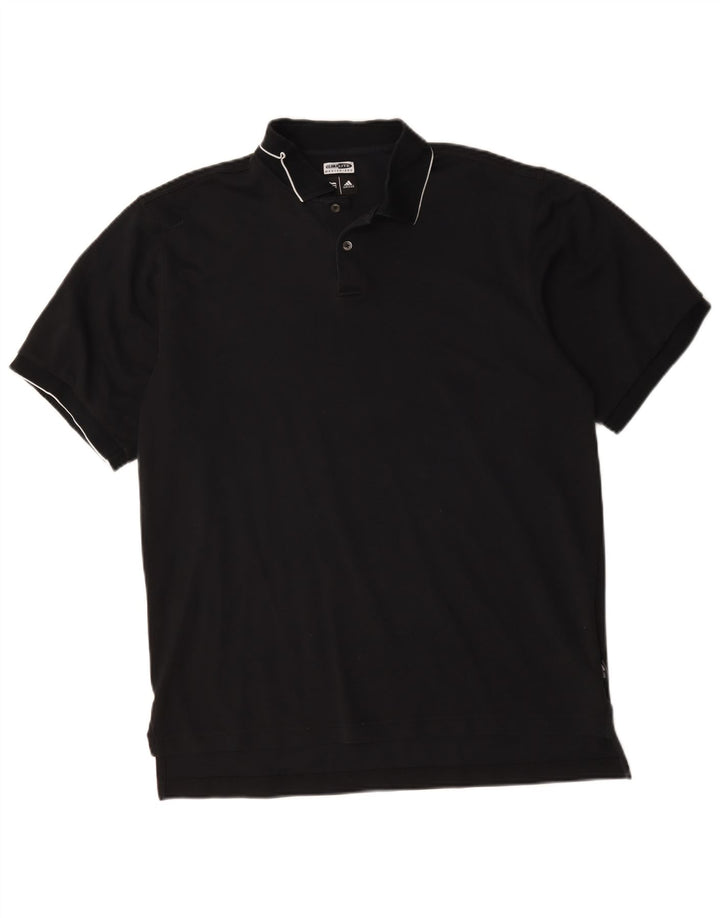 Adidas - Polo Climalite para hombre, talla grande, algodón negro