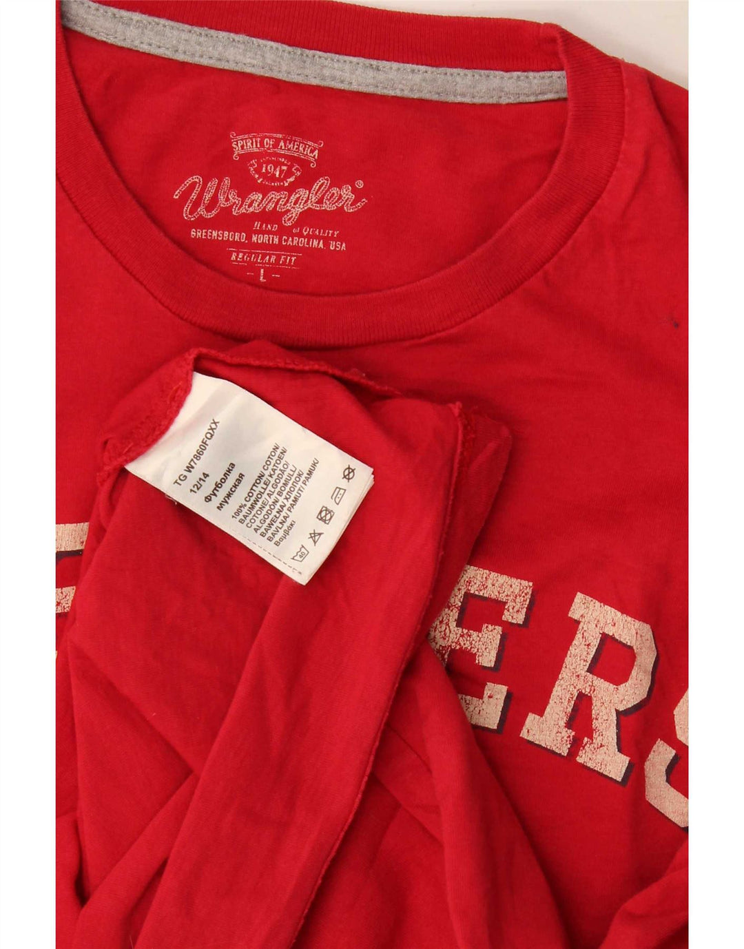 Wrangler Camiseta gráfica de ajuste regular para hombre Top grande de algodón rojo