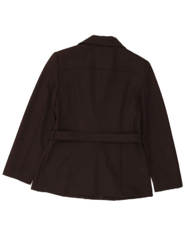 Vintage mujer Blazer chaqueta Reino Unido 12 poliéster marrón medio