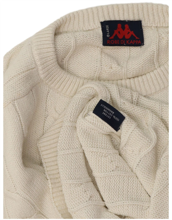 KAPPA Jersey de cuello redondo para hombre, talla grande, algodón blanco