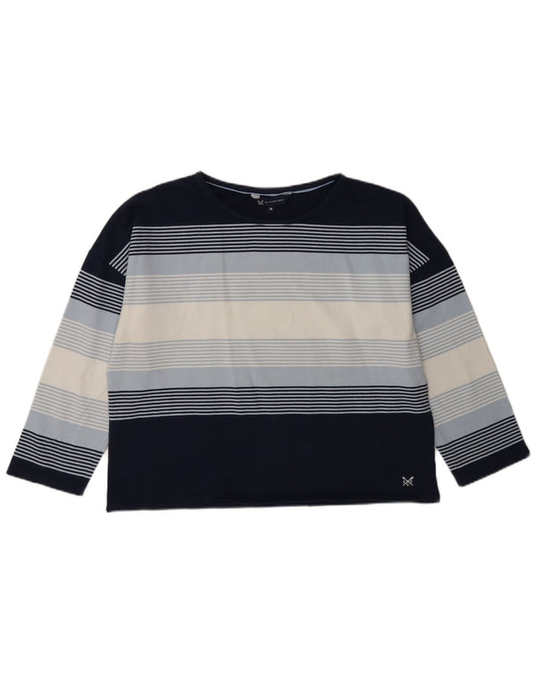 Crew Clothing Top para mujer de manga larga UK 44 Medio azul marino a rayas