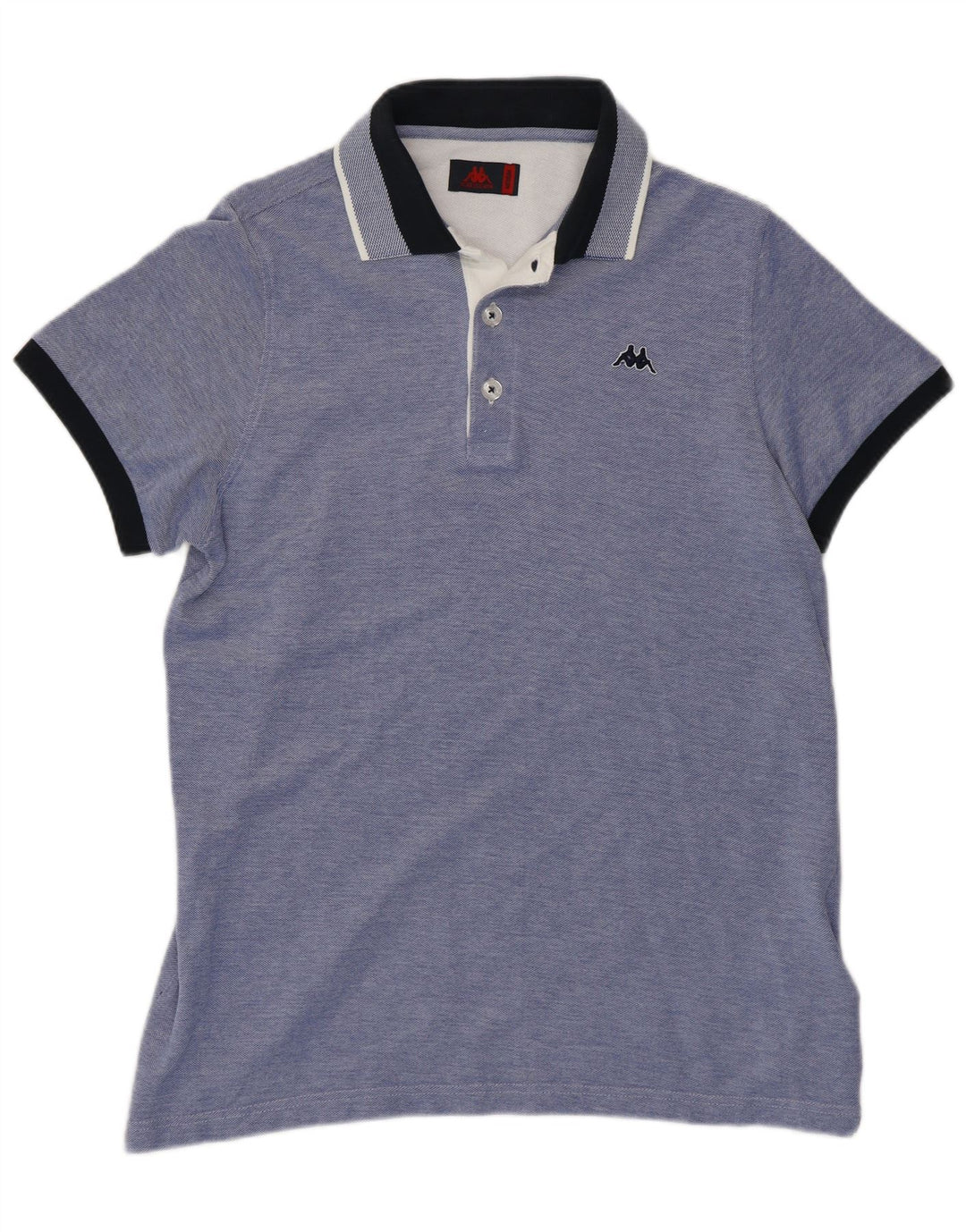 Polo Kappa Hombre De Algodón Color Block Azul Medio