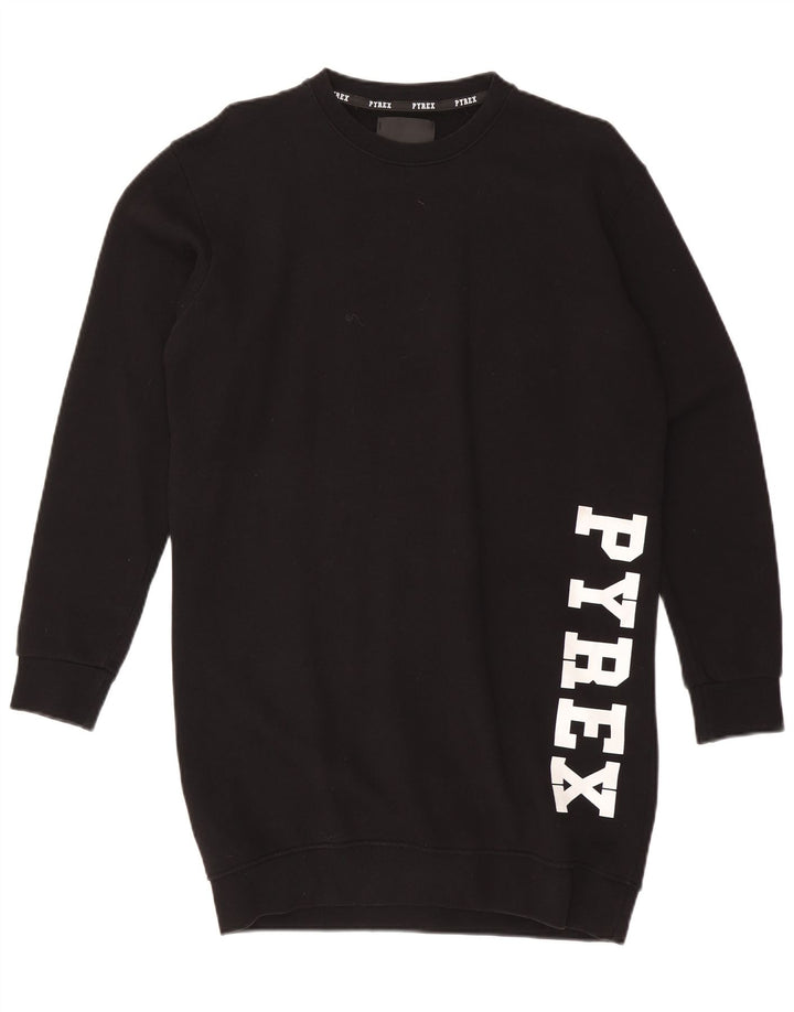 Pyrex Vestido tipo sudadera de gran tamaño para mujer Reino Unido 10 Pequeño Algodón negro