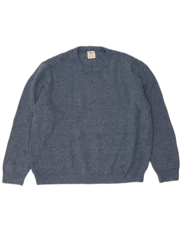 Marks & Spencer - Jersey de cuello redondo para hombre, talla 2XL, poliamida moteada azul