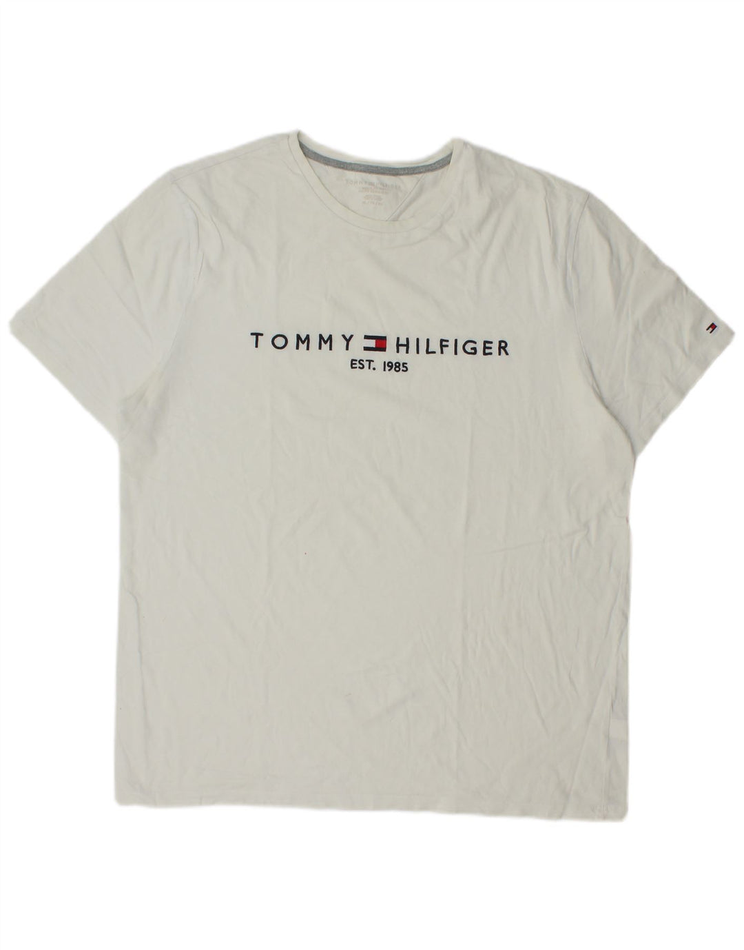 Tommy Hilfiger Camiseta gráfica de ajuste regular para hombre Top XL Algodón blanco