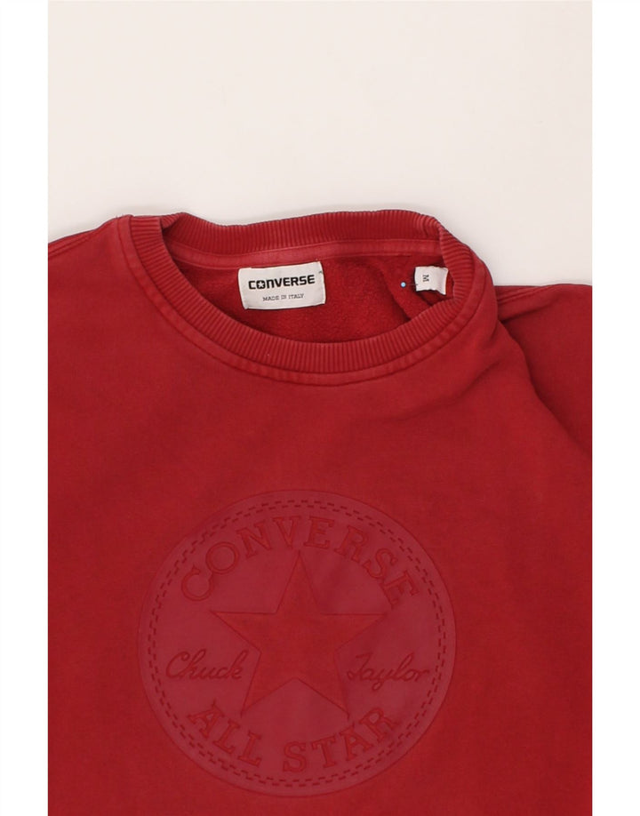 CONVERSE Mens Graphic Sweatshirt Jumper Medium Red Cotton Vintage Converse and Second-Hand Converse from Messina Hembry 