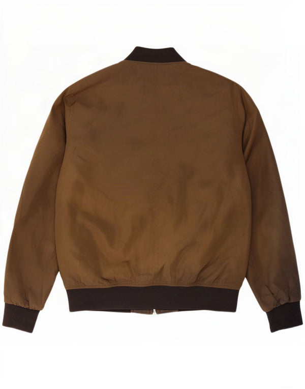 Zara Mens Bomber Jacket UK 40 Large Caqui Colorblock Poliéster