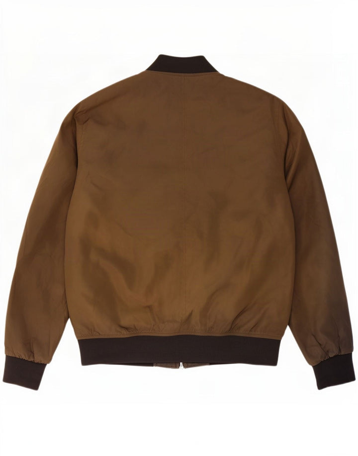 Zara Mens Bomber Jacket UK 40 Large Caqui Colorblock Poliéster