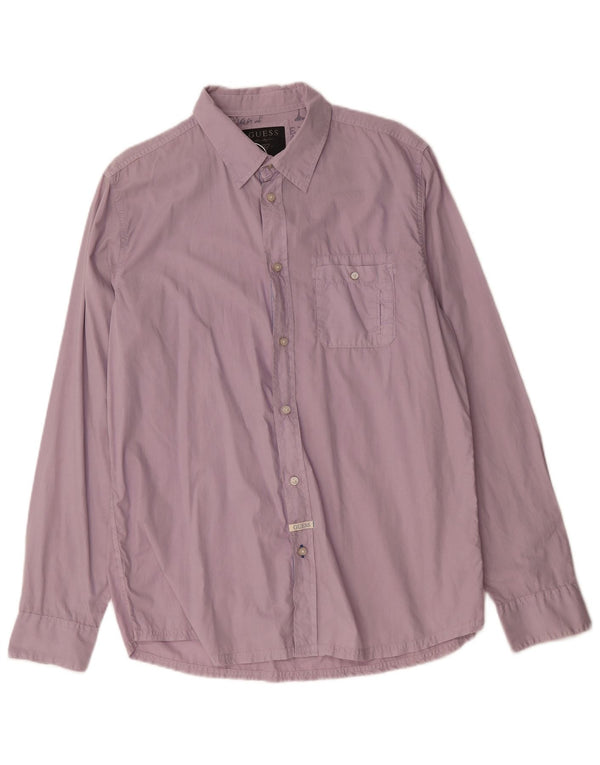 Guess Camisa Hombre 2XL Algodón Morado