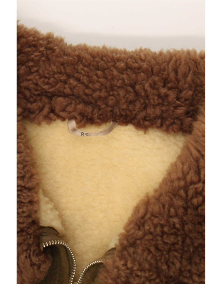Vintage Hombres Sherpa Ante Chaqueta IT 58 4XL Caqui