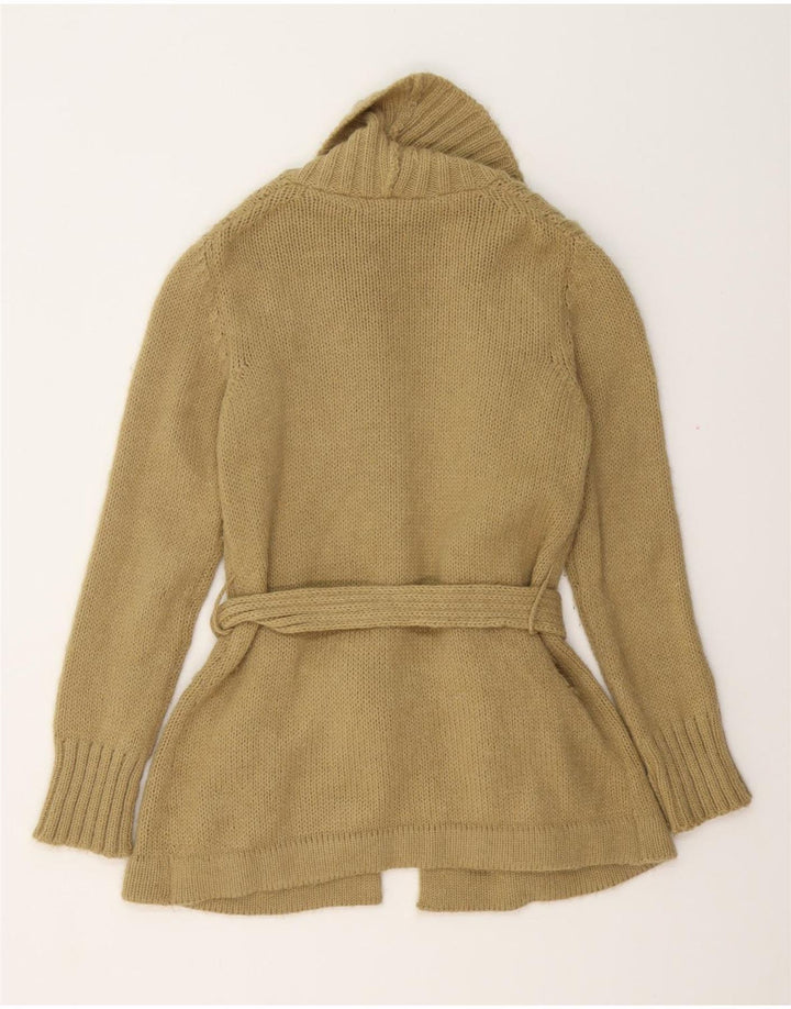 VINTAGE Mujer Longline Cardigan Suéter Reino Unido 14 Medio Beige