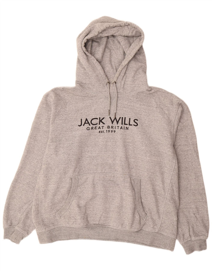 JACK WILLS Jersey con capucha gráfico para hombre 3XL Algodón moteado gris