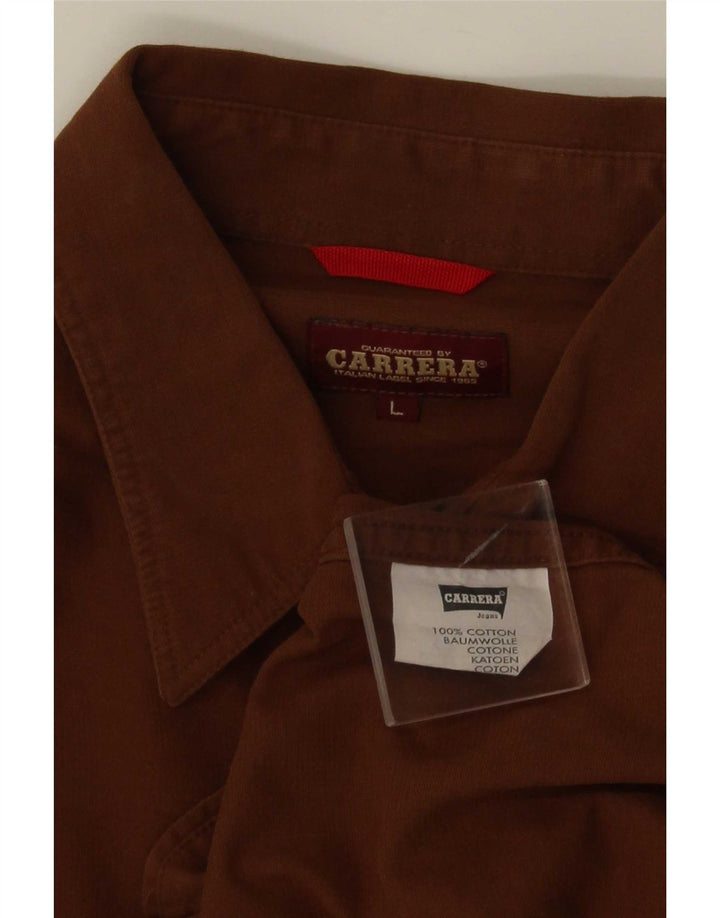 Camisa militar Carrera para hombre de algodón marrón grande