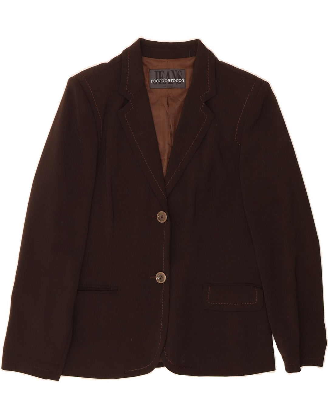 ROCCOBAROCCO Womens 2 Button Blazer Jacket IT 48 XL Brown Polyester Vintage Roccobarocco and Second-Hand Roccobarocco from Messina Hembry 