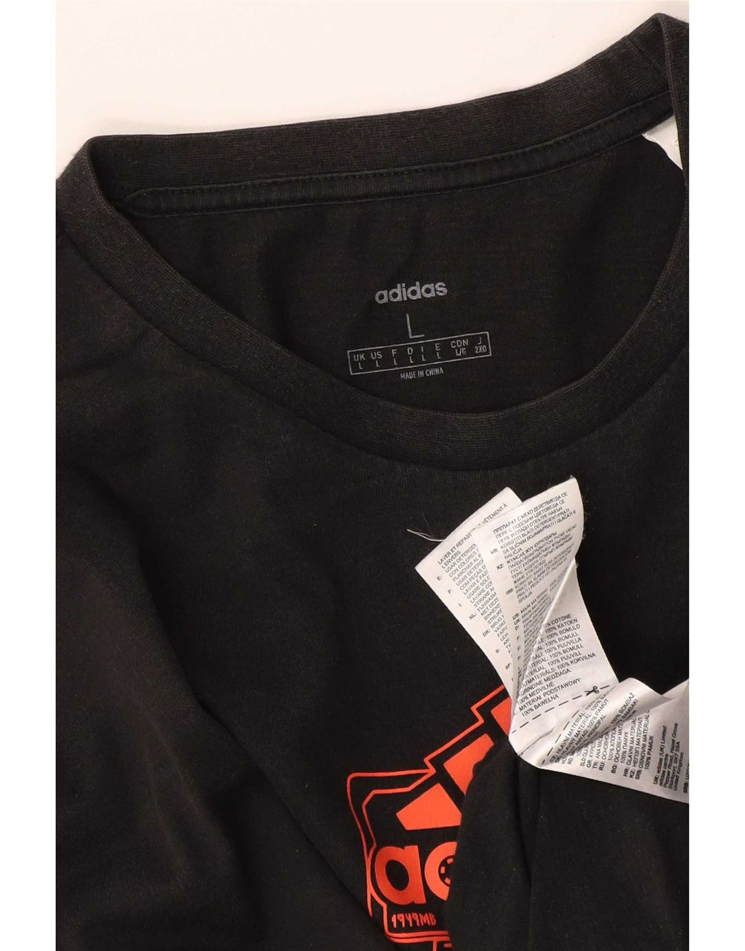 Adidas Mens Graphic Top Manga Larga Grande Algodón Negro