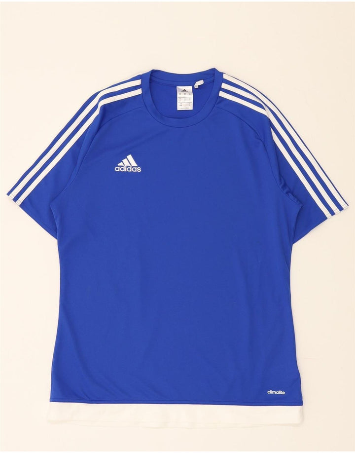 ADIDAS Mens Climalite T-Shirt Top Medium Blue Polyester Vintage Adidas and Second-Hand Adidas from Messina Hembry 