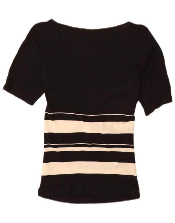 Zara Mujer Blusa Top UK 42 Medium Black Colourblock Lyocell