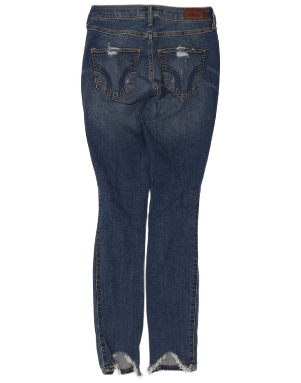 Hollister Jeans Ajustados Desgastados para Mujer US 1 XS W25 L28 Algodón Azul