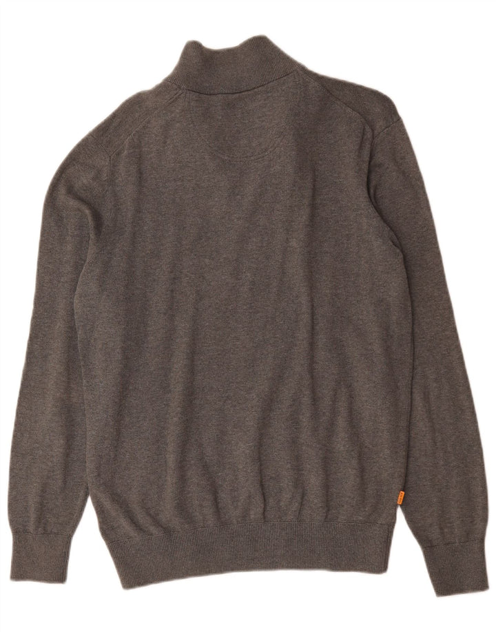 Timberland Hombre Zip Neck Jumper Suéter Pequeño Gris Algodón