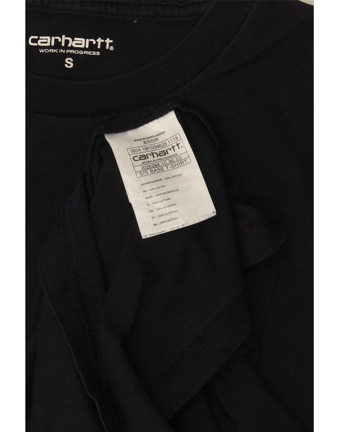 Carhartt Hombre Camiseta Top Small Azul Marino Algodón