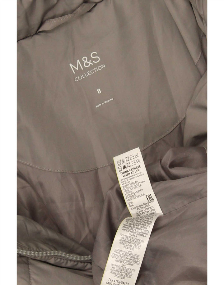 Marks & Spencer Abrigo acolchado para mujer UK 8 Pequeño Poliéster gris