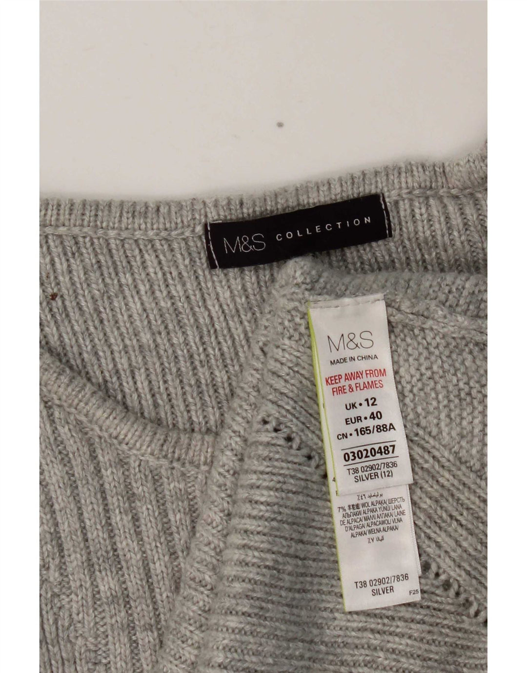 Marks & Spencer - Jersey para mujer con cuello barco, talla 40, talla mediana, color plateado