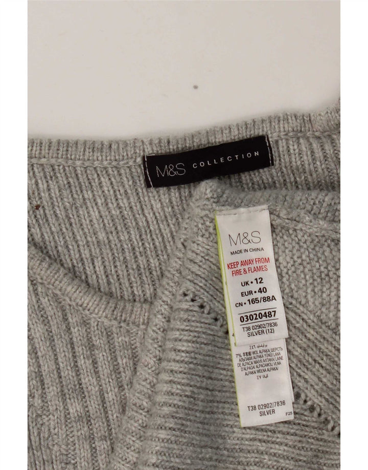 Marks & Spencer - Jersey para mujer con cuello barco, talla 40, talla mediana, color plateado