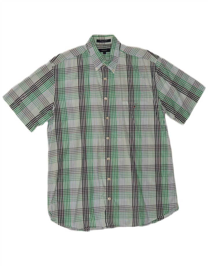 Gant Camisa Regular Fit De Manga Corta De Algodón A Cuadros Verde Grande Hombre