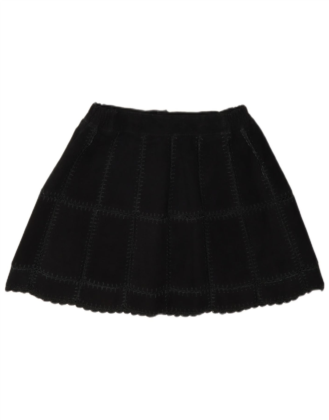 Vintage mujer ante mini falda W28 cuadros negros medianos