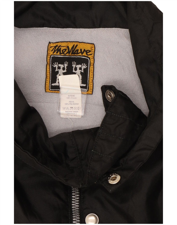Vintage hombres gráfico cortavientos chaqueta Reino Unido 40 grande nylon negro