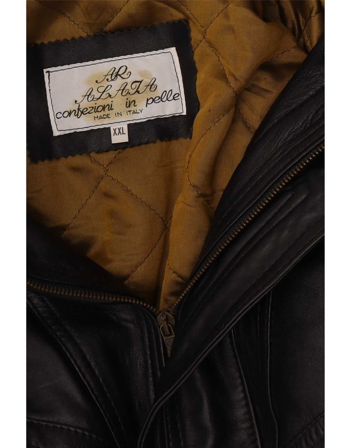 Vintage chaqueta de cuero para hombre Reino Unido 44 2XL negro