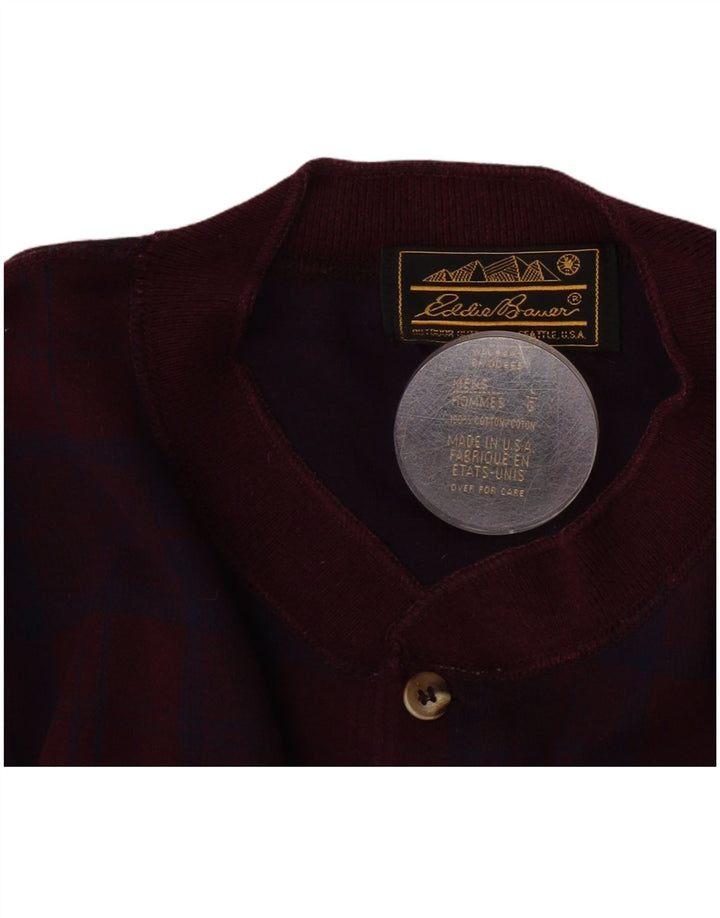 Eddie Bauer Top para hombre de manga larga de algodón a cuadros burdeos grande