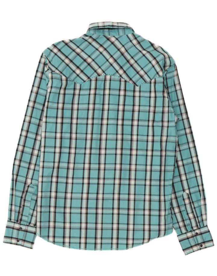 Camisa Hombre Wrangler Medium Turquesa Cuadros Algodón