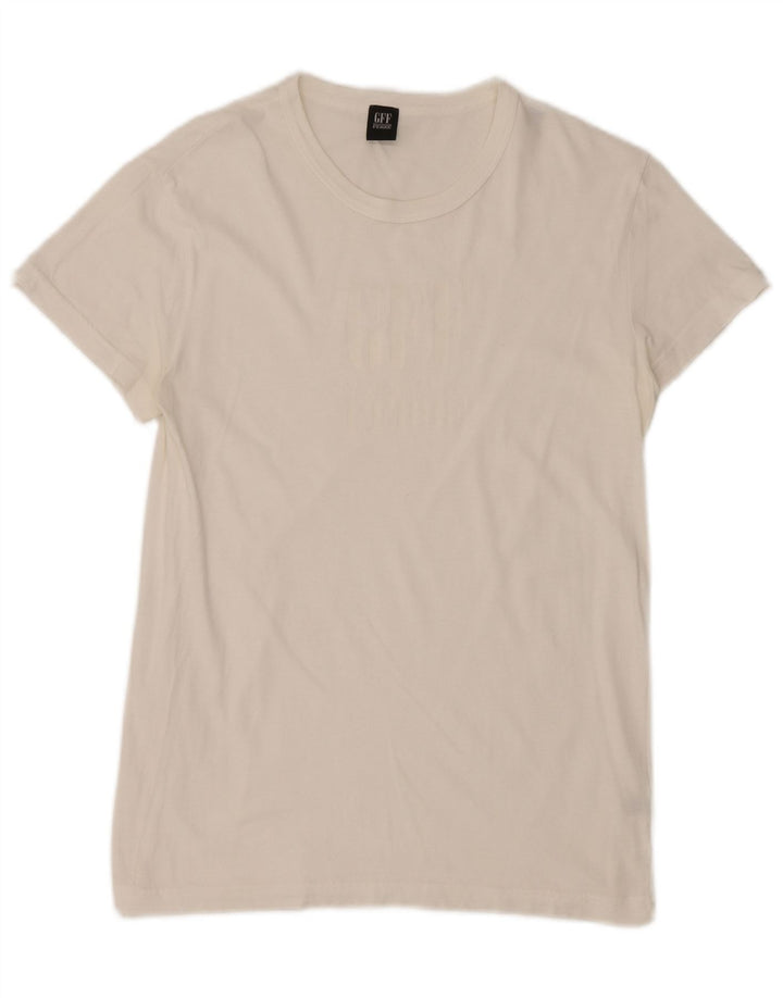 Gianfranco Ferre Camiseta gráfica para hombre Top Algodón blanco mediano