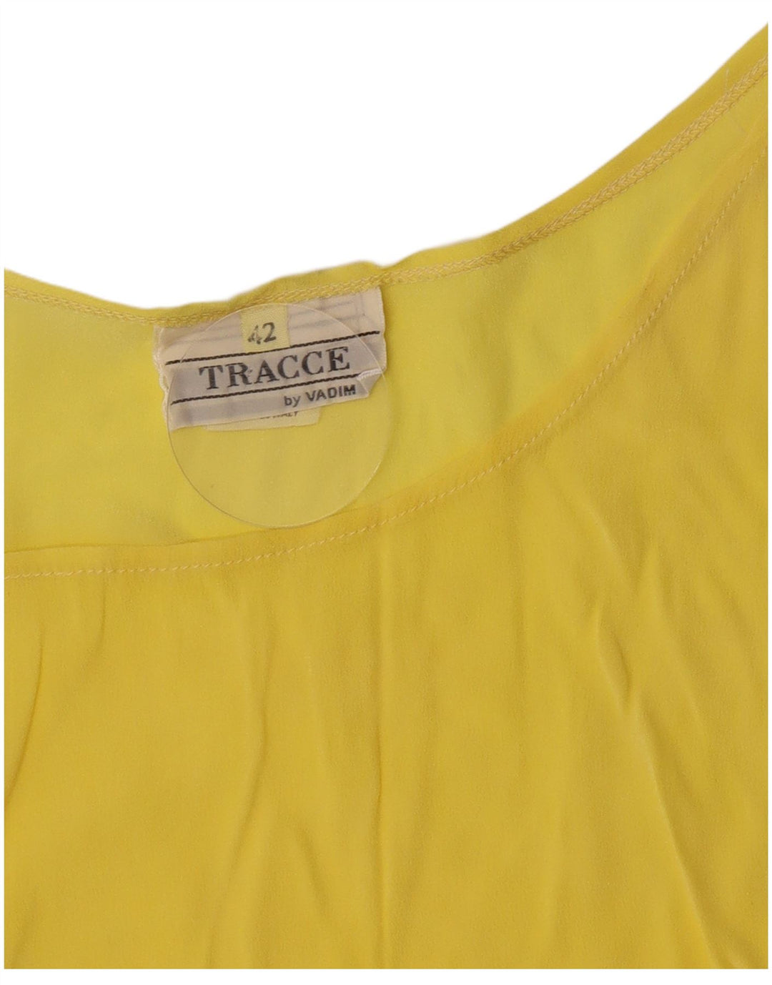 Vintage mujer crop blusa sin mangas Top IT 42 Acetato amarillo medio