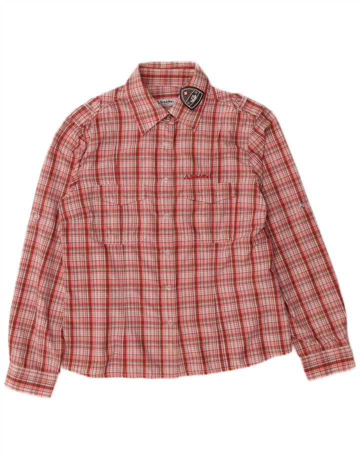 Schoffel Camisa Slim Fit para Mujer UK 44 Medium Red Check Poliamida