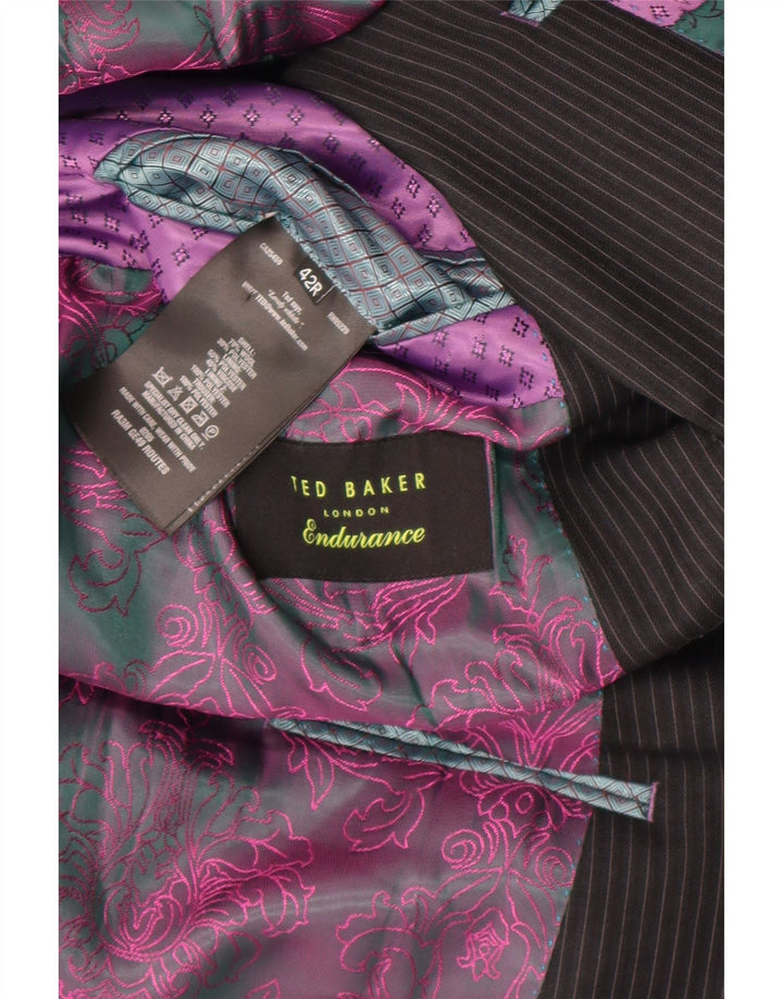 Ted Baker Chaqueta tipo blazer de 2 botones para hombre UK 42 XL Lana negra a rayas
