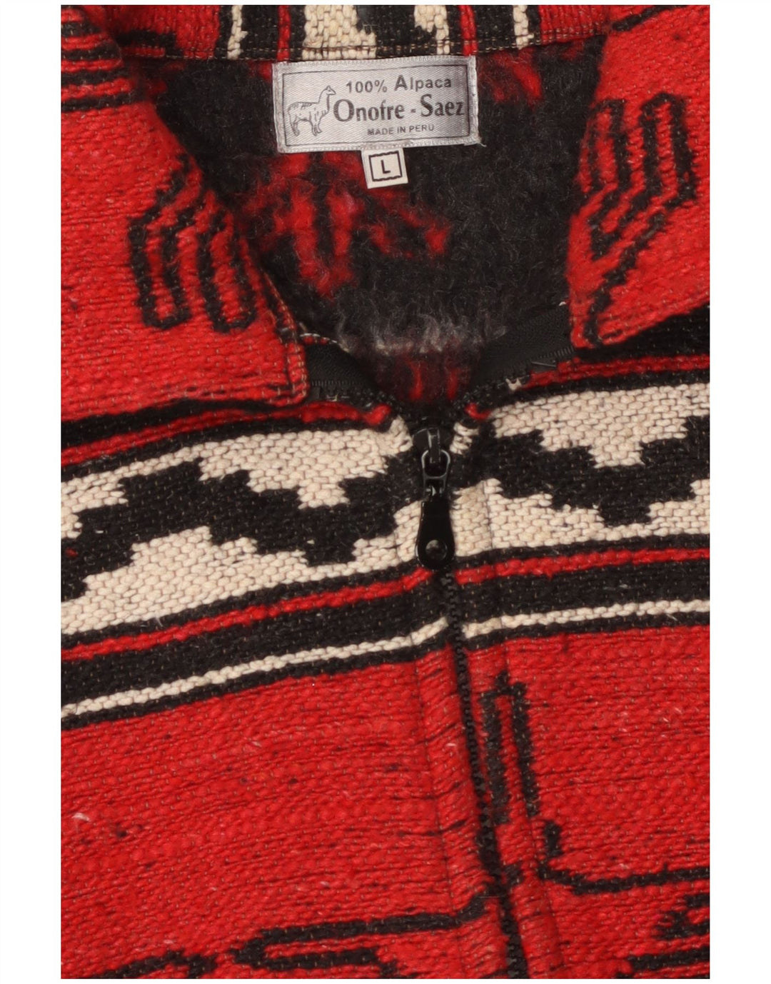 Vintage hombres cortavientos chaqueta Reino Unido 40 grande rojo geométrico tribal