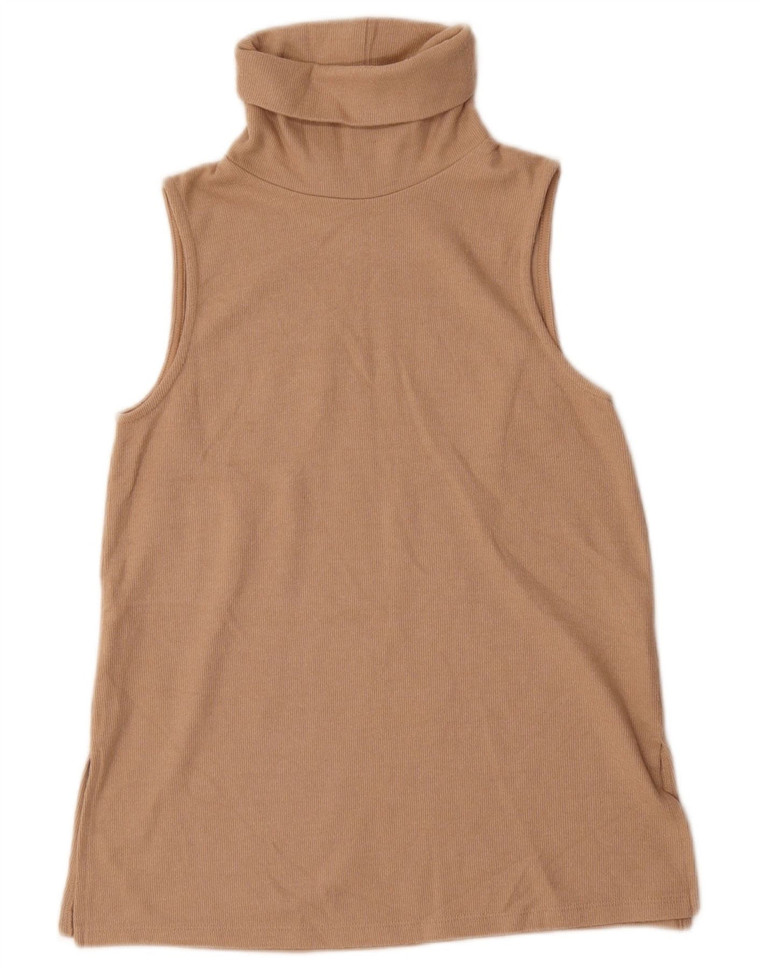 Marks & Spencer Top sin mangas con cuello vuelto para mujer UK 10 Small Beige Poliéster