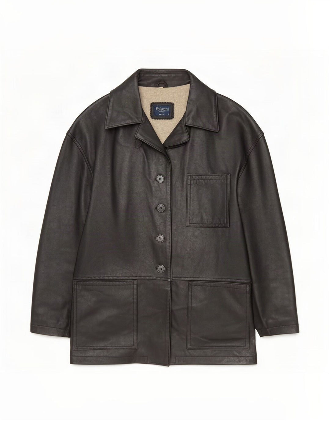 Vintage mujer suelta ajuste chaqueta de cuero Reino Unido 10 pequeño negro