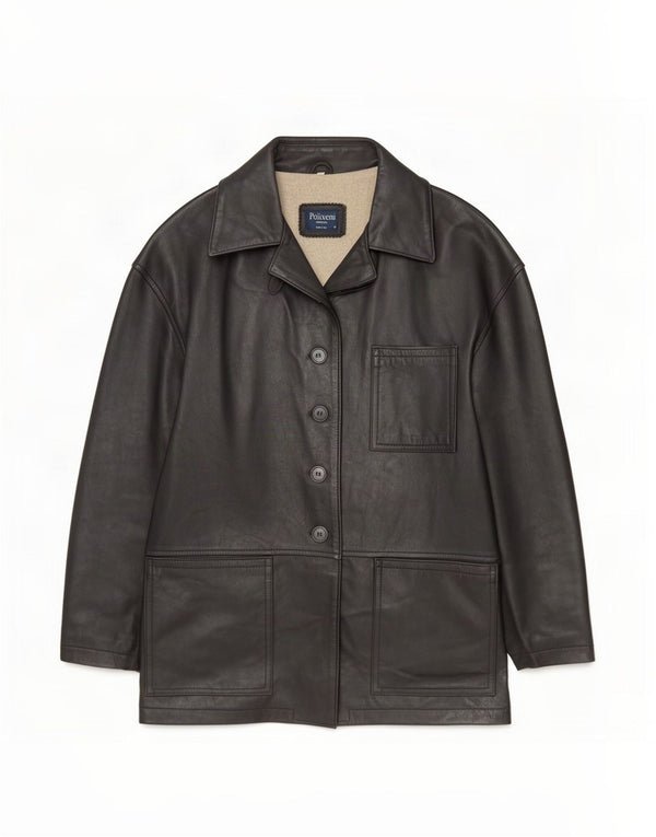 Vintage mujer suelta ajuste chaqueta de cuero Reino Unido 10 pequeño negro