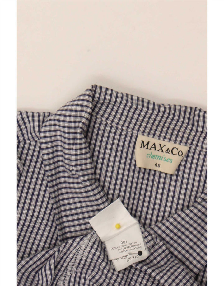 Max & Co. Camisa para mujer IT 46 Grande Azul marino Cuadros Algodón