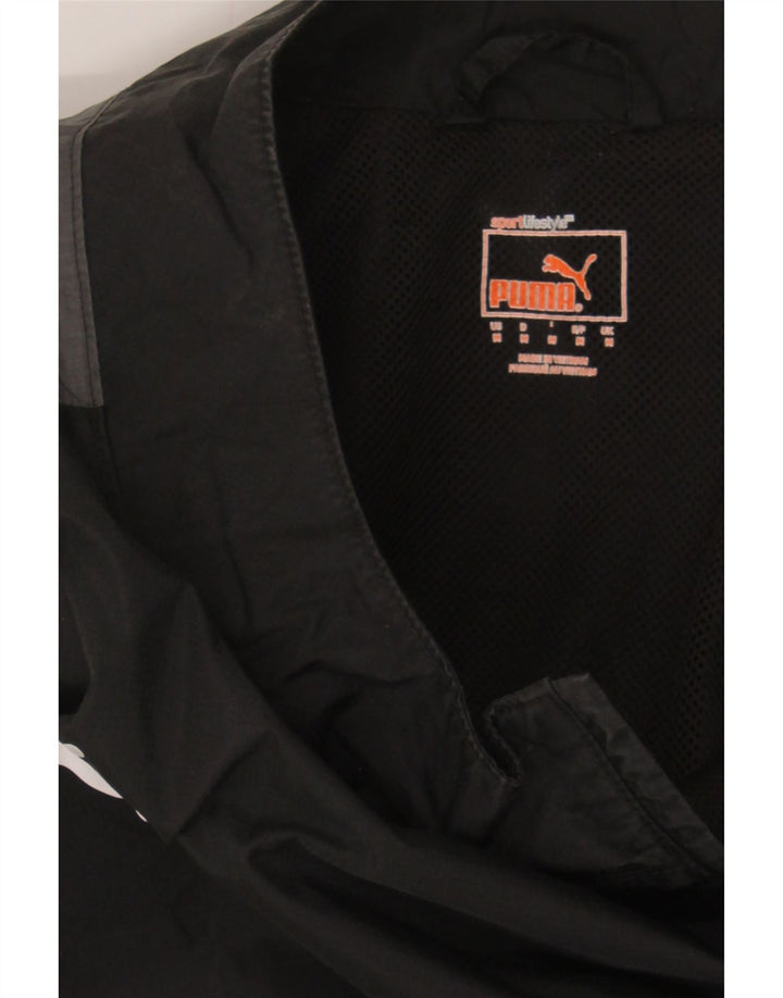 PUMA Mens Zip Neck Pullover Tracksuit Top Medium Black Colourblock Vintage Puma and Second-Hand Puma from Messina Hembry 