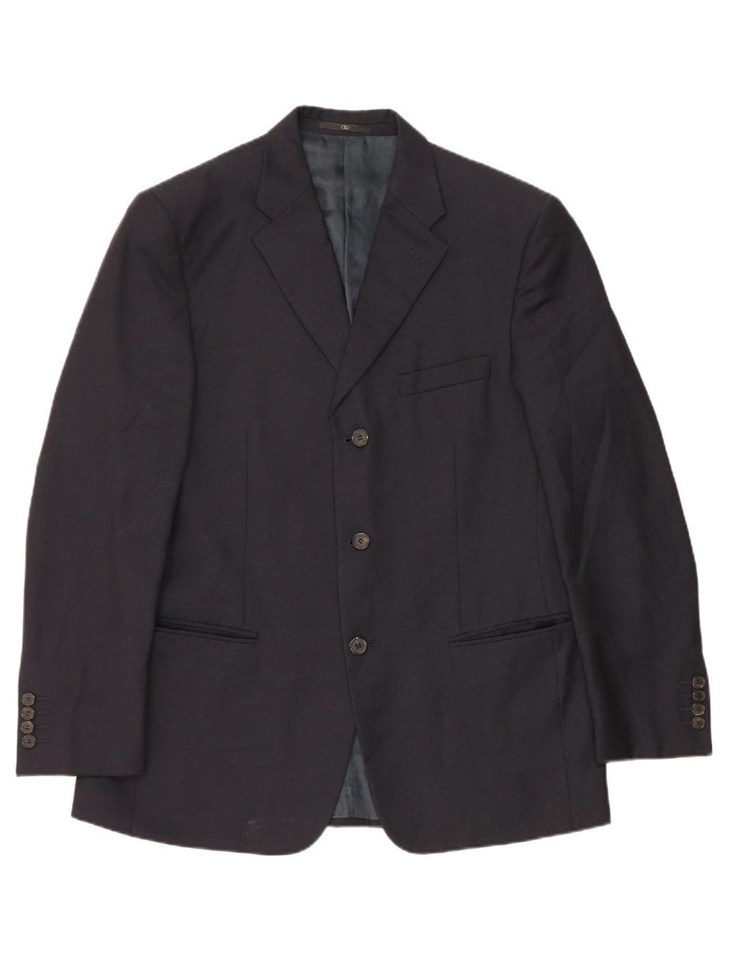 VALENTINO Mens 3 Button Blazer Jacket IT 50 Large Navy Blue Wool