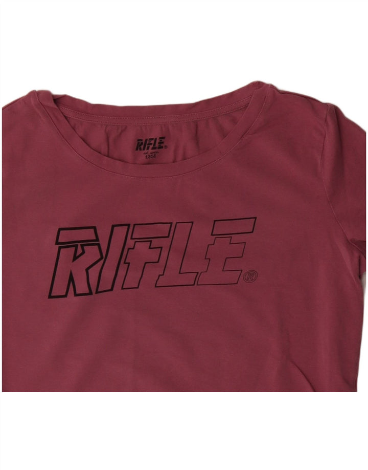 RIFLE Top gráfico para mujer manga larga UK 18 XL Algodón rosa